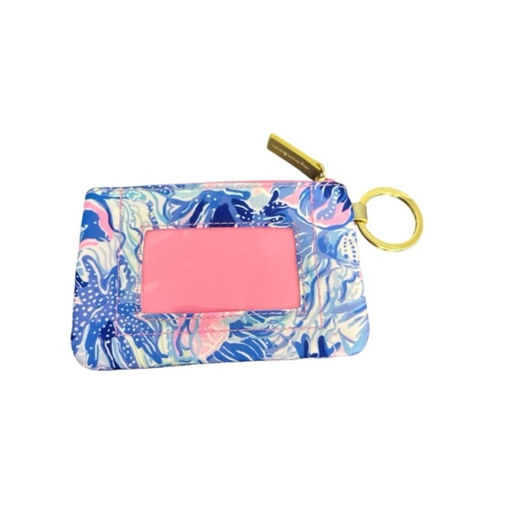Lilly Pulitzer Zip ID Case Wallet – Floral Pastel Print with Key Ring - Picture 2 of 3